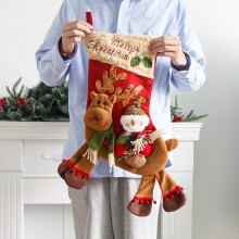 Confezione da 2 calze natalizie grandi con gambe lunghe, con design di Babbo Natale e pupazzo di neve, da appendere al caminetto, decorazione