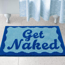 Tapis de bain Get Naked 32 x 20, antidérapant, lavable en machine, absorbant l'eau, en microfibre moelleuse, bleu marine – Compatible avec les