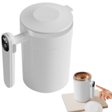 Self-Stirring Mug with Lid, Automatic Magnetic Stirring Coffee Cup, Compatible with 110-240V, White