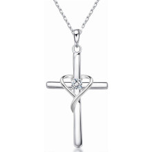 925 sterling zilveren kruisketting met geboortesteen (CZ)