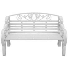 Banc de jardin miniature (1 pièce), meuble décoratif en plastique pour poupée, banc de parc orné de volutes.