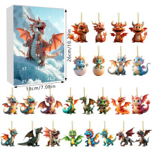 Calendar de Advent cu dinozauri, cutie cadou cu 24 de zile, 26,6 cm x 18,8 cm