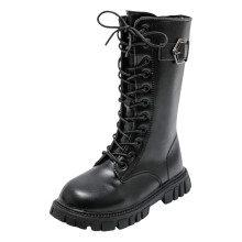 Toddler Boots,Shoes Comfortable Soft Flat Boots Fashionable Lace Up Velvet Warm Boots,Girl Boots,4-4.5 Years,Black