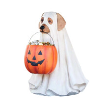 Miska na cukríky s tekvicou pre domáce zvieratá z Halloweenu – živicové vedierko na koledovanie, miska na občerstvenie na státie, dekorácia