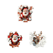 3D vánoční samolepka na zeď Sněhulák Santa Claus 1 sada