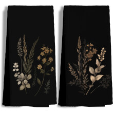 Torchons de cuisine botaniques verts vintage 40 x 60 cm (2 pièces)