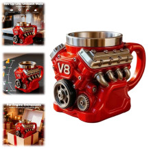 Mug à café V8Engine – Acier inoxydable à double paroi isolée, idéal pour les passionnés d'automobile et les mécaniciens