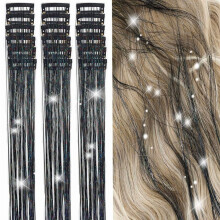 Kit de extensiones de cabello con purpurina resistente al calor, 18 piezas