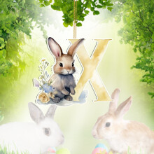 Decorazioni per l'albero di Pasqua e ciondoli per gioielli fai da te: coniglietti in resina, compatibili con i lavoretti di Pasqua.