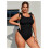 Μαγιό Plus Size με μαύρο ριμπ τελείωμα - Γυναικείο ολόσωμο μαγιό με φιόγκο και έλεγχο 4