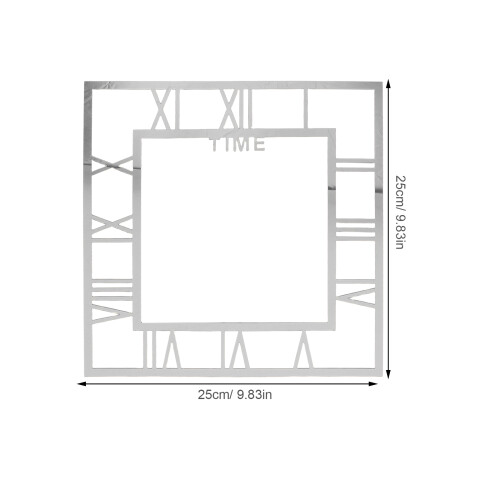 2Pcs Silver Acrylic Mirror Wall Clock Stickers DIY Square Number Decor 2