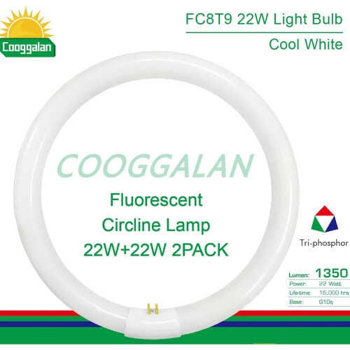 Lâmpada fluorescente circular de 8 polegadas, 22 W, 4100 K, branco frio (pacote com 2). 2