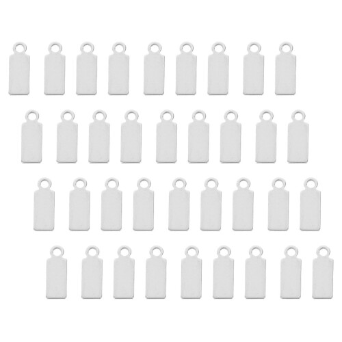 250Pièces Rectangles En Acier Inoxydable Blanks Argent Pour DIY 2
