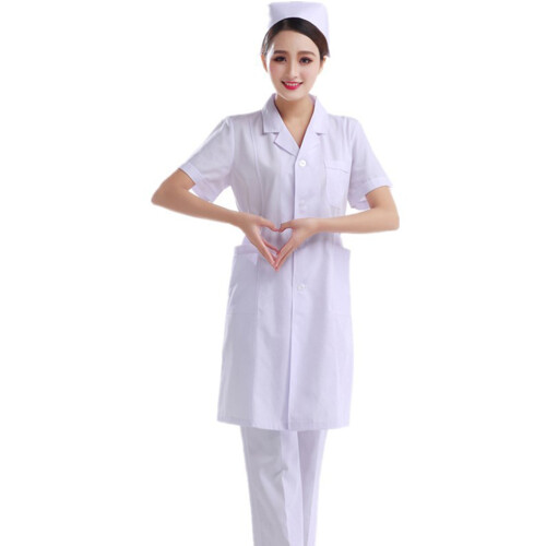 White Pharmacy Coat Breathable Cotton Nursing Uniform 1