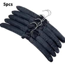 (Black)Large Satin Padded Hanger Silk Hangers Wardrobe Organization Hotel Room Supplies