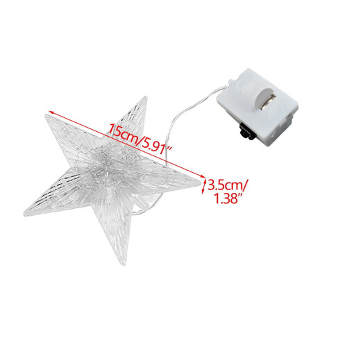 Clear Plastic Christmas Tree Star Topper with LED Lights, 1