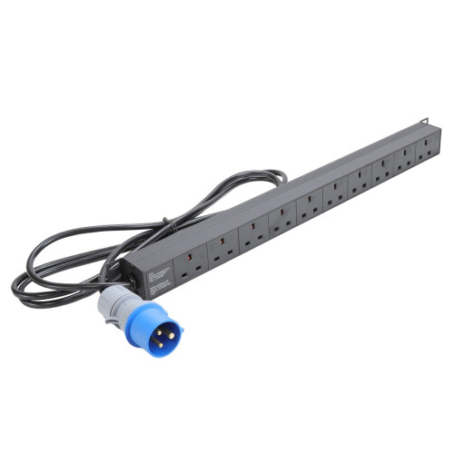 kenable PDU UK Sockets 10 Way to 16A Commando Power Distribution Unit Vertical 3m 1