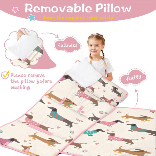 Dachshund toddler nap mat with sleeping bag design 2