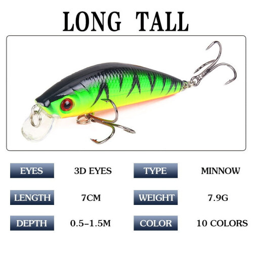 2 esche artificiali da pesca Minnow da 7 cm / 7,9 g, modello Peacock Killer Surface Lure 1