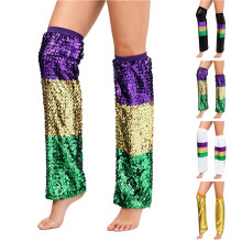 Calentadores de piernas de lentejuelas para mujer, calcetines altos hasta el muslo con purpurina de 3 colores para fiestas de carnaval y escenarios,