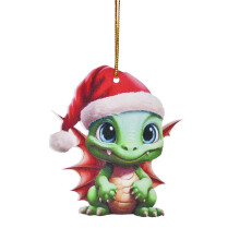 Ornements de Noël Bébé Dragon, Décoration de Noël en acrylique 80 mm, Décoration à suspendre mignonne de style dessin animé pour la maison et