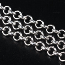 5M Iron Belcher Chain, Silver-Plated, 5mm Diam, for Necklace/Bracelet/Anklet Making – Compatible with Jewelry Crafting