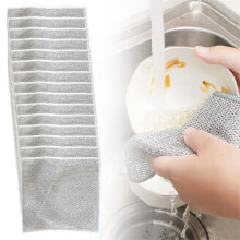 Chiffons à vaisselle réutilisables à double couche en fil de fer - Chiffons de nettoyage anti-rayures pour la cuisine