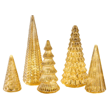Ensemble de 5 sapins de Noël lumineux en plastique 2026 - Nouveaux sapins de Noël avec LED - Joli ornement de Noël