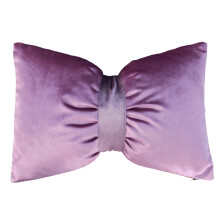 Bow-Shaped Decorative Pillow, Soft Plush Lumbar Cushion for Sofa, Car Backrest & Home Decoration – Purple, 11x16in