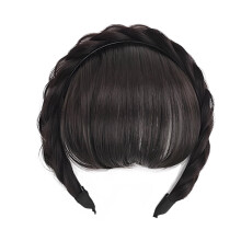 Haarband met visgraatvlecht en luchtige pony, synthetische pruiken voor vrouwen met een natuurlijke look, snel te stylen