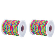 2 Rolls 1mm x 100m Rainbow Elastic Beading Wire String – Stretchy, Sturdy Cord for Bracelets & Crafts