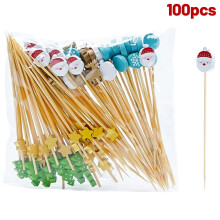 100Pcs Christmas Cocktail Picks: Santa & Snowman Disposable Skewers for Buffet, Party Decor – Compatible with Xmas Cocktails