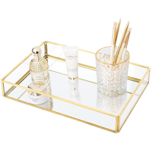 Θήκη οργάνωσης κοσμημάτων Hapivida Golden Vintage Glass – Διαφανής μεταλλική θήκη