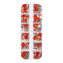 Adesivos de unhas natalinos – designs brilhantes com pedras preciosas e pingentes, vários tamanhos, compatíveis com nail art de festas e