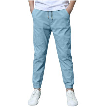 Pantaloni de jogging pentru băieți, pantaloni de in cu șnur, talie elastică confortabilă pentru vară, pantaloni uniformi pentru băieți, Z01