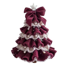 DIY Crochet Christmas Tree Kit for Beginners – Tree, Bow, Pearls, Yarn, Hook, Beads & Instructions; Compatible with 2026 Holiday Crafts