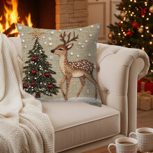 Taie d'oreiller moelleuse de Noël, motif brodé vintage bonhomme de neige, Père Noël, lapin et renne, housse de coussin en coton, pour la