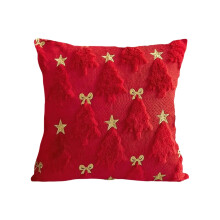 Housses de coussin de Noël 45 x 45 cm, lot de 2, en fausse fourrure douce et pelucheuse, motif sapin de Noël beige, décoration hivernale pour