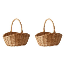 2PCS Rattan Storage Baskets with Handles – Large Woven Wicker, Multipurpose for Picnic, Garden, Home, Easter, Camping – Compatible with Outdoor