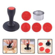 Conjunto de 12 peças de carimbos para biscoitos com cabo de silicone vermelho
