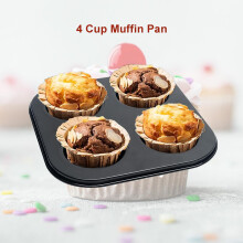 2 db 4 csészés tapadásmentes muffin sütőforma, szénacél cupcake és mini piteforma, sütőben használható tepsi – kompatibilis a