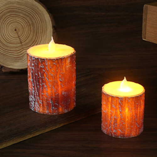 LED-ljus Flamfria tallbarksdesign 2-pack