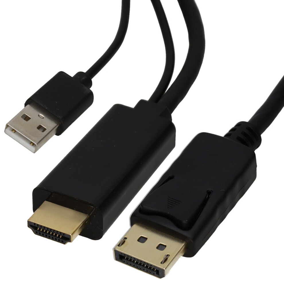 Kenable Men's Hdmi Plug Pc/Laptop To Displayport Plug 4K 60Hz Display/Monitor/Tv Cable 2M