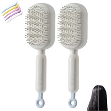 Brosse à cheveux massante rétractable avec coussinet, antistatique et autonettoyante, pour femmes et hommes, tous types de cheveux, idéale pour la