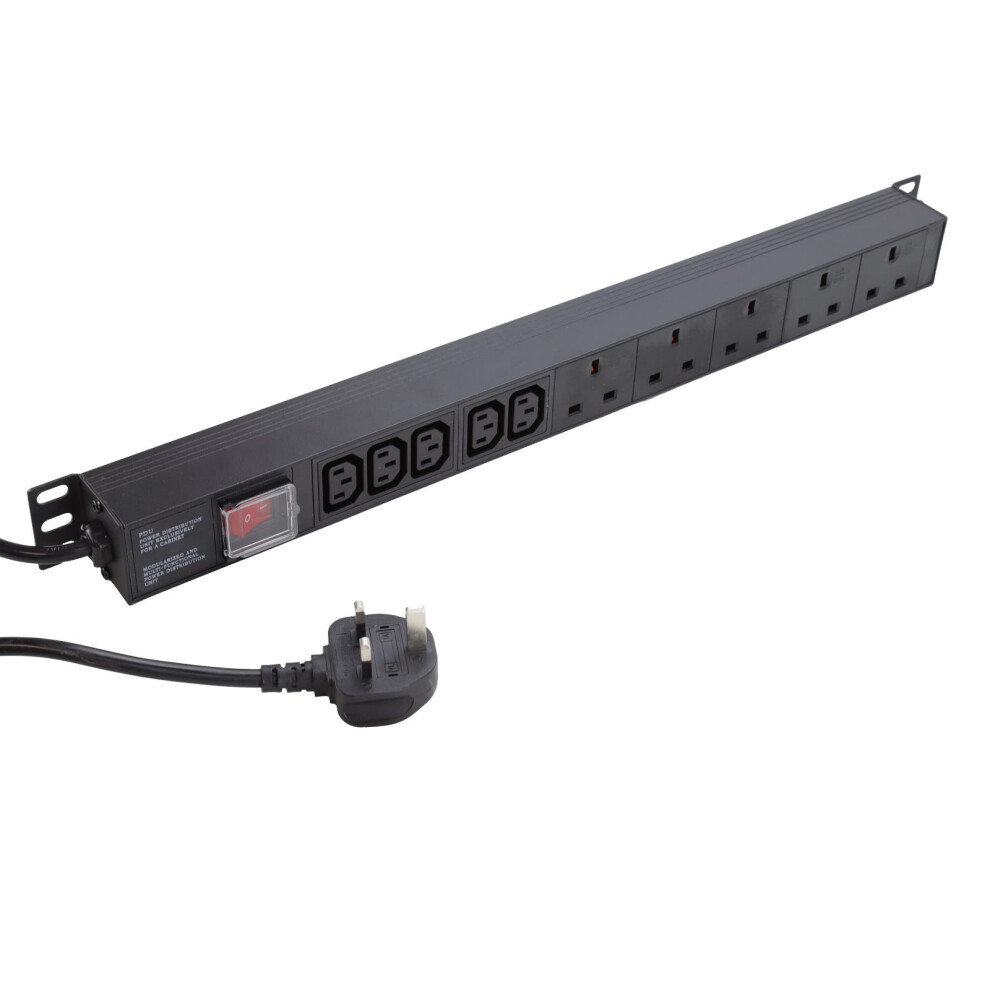 Pdu Combo 5X Uk Sockets 5X C13 Iec 13A Plug Vertical Power Distribution Unit 3M 5054338114309
