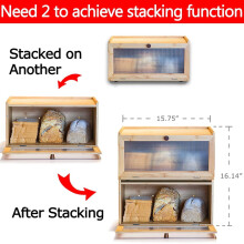 Brotkasten aus Bambus für die Küchentheke, großes Fassungsvermögen mit Sichtfenster