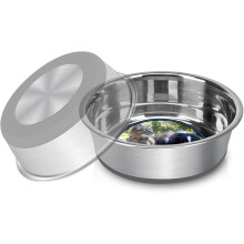 Gamelles antidérapantes en acier inoxydable avec tapis de sol – Silencieuses et anti-déversement, pour chats et chiens, aliments secs/humides, 22