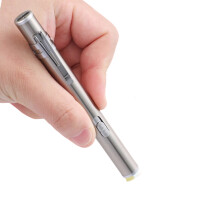 Silver Yellow White Dual Light Led Ent Pupil Pen Flashlight Medical Examination Diagnostic Device