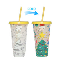 Gobelet de Noël magique à changement de couleur : Gobelet de 710 ml (24 oz) avec couvercle et paille – L'idée cadeau idéale pour les fêtes de