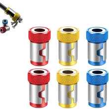 Conjunto de 6 peças de anéis magnéticos para bits de chave de fenda de 1/4 de polegada.